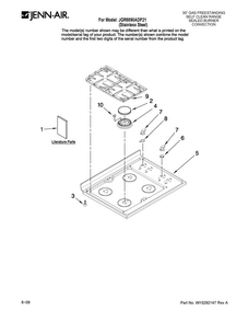 Cooktop Parts Diagram and Parts List for JGR8890ADP21  Jenn-Air Range