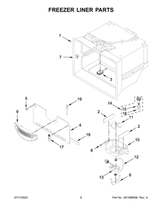 Freezer Liner Parts Diagram and Parts List for MFT2772HEZ04  Maytag Refrigerator