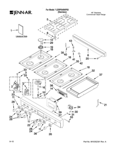 Cooktop, Burner And Grate Parts Diagram and Parts List for YJDRP548WP00  Jenn-Air Range