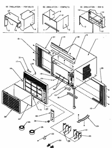 Front & Outer Case Assembly Diagram and Parts List for 10QZ22TA-P1180402R  Amana Air Conditioner