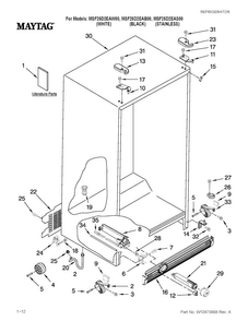 Cabinet Parts Diagram and Parts List for MSF25D2EAS00  Maytag Refrigerator