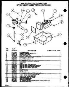 Icemaker Diagram and Parts List for 85868L-P1117304WL  Amana Refrigerator