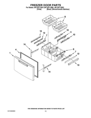 10 - Freezer Door Parts Diagram and Parts List for MFX2571XEB1Q  Maytag Refrigerator