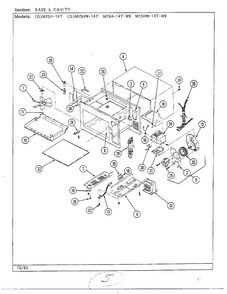 Base & Cavity Diagram and Parts List for 9850  Magic Chef Microwave