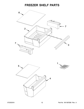Freezer Shelf Parts Diagram and Parts List for JBBFX24NHX00  Maytag Refrigerator