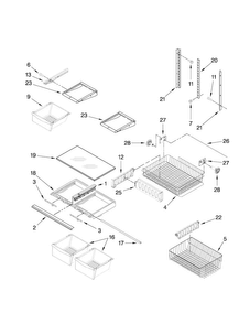 Shelf Parts Diagram and Parts List for ABB2224WES0  Amana Refrigerator