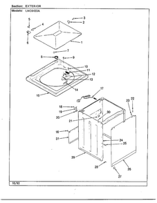 Exterior Diagram and Parts List for 6433A  Norge Washer