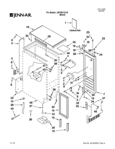 Cabinet Liner And Door Parts Diagram and Parts List for JIM158XXCX0  Jenn-Air Ice Maker