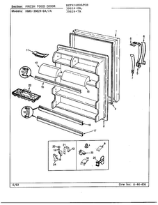 Fresh Food Door Diagram and Parts List for 39824-7A  Admiral Refrigerator
