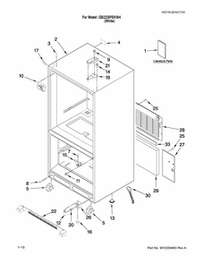 Cabinet Parts Diagram and Parts List for GB2225PEKW4  Amana Refrigerator