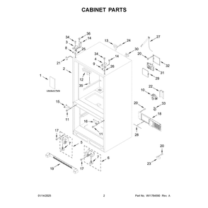 Cabinet Parts Diagram and Parts List for MRFF5036PZ02  Maytag Refrigerator