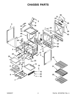 Chassis Parts Diagram and Parts List for JES1450DS1  Maytag Range
