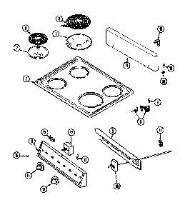 Top Assembly/control Panel Diagram and Parts List for GEL1110AAH  Maytag Range