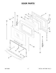 Door Parts Diagram and Parts List for AER6603SFW6  Amana Range