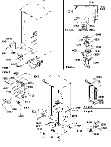 Rollers, Hinges, And Evaporator Assemblies Diagram and Parts List for SBDT520SW-P1185103WW  Amana Refrigerator