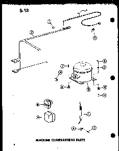 Machine Compartment Parts Diagram and Parts List for C15B-1 P73980-19W Amana Freezer