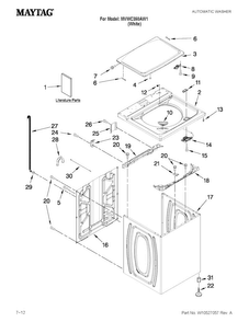 Top And Cabinet Parts Diagram and Parts List for MVWC350AW1  Maytag Washer