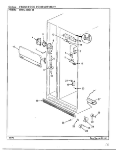 Fresh Food Compartment Diagram and Parts List for 24824-0A  Admiral Refrigerator
