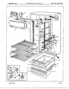 Fresh Food Compartment Diagram and Parts List for 21962C  Admiral Refrigerator