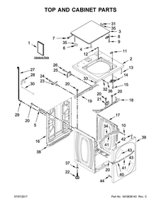 Top And Cabinet Parts Diagram and Parts List for MAT20PRAWW0  Maytag Washer