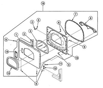 Door Assy Diagram and Parts List for SSEY17LF  Speed Queen Dryer