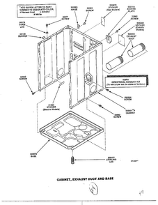 Cabinet/exhaust Duct And Base Diagram and Parts List for 7493-LEM437  Amana Dryer