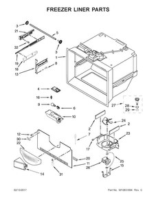 Freezer Liner Parts Diagram and Parts List for JFC2290REP00  Jenn-Air Refrigerator