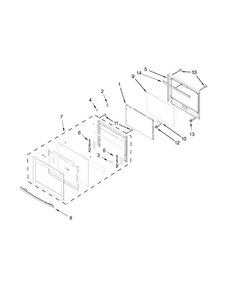 Upper Oven Door Parts Diagram and Parts List for JJW2730DS01  Jenn-Air Wall Oven