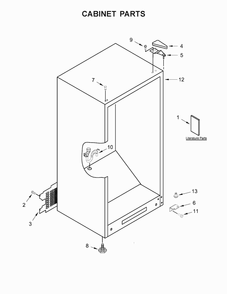 Cabinet Parts Diagram and Parts List for AZF33X16DW01  Amana Freezer