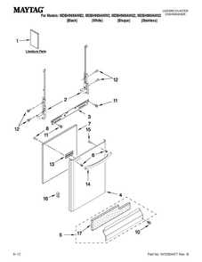 Door And Panel Parts Diagram and Parts List for MDBH969AWB2  Maytag Dishwasher