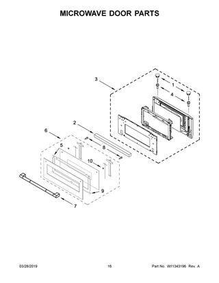 Microwave Door Parts Diagram and Parts List for JMW3430IL00  Maytag Microwave Oven Combo
