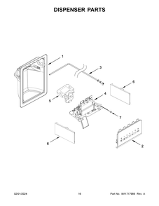 Dispenser Parts Diagram and Parts List for MSS25C4MGZ08  Maytag Refrigerator