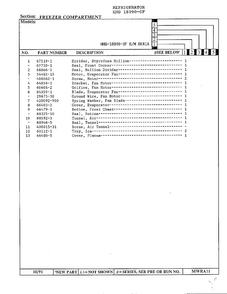 Freezer Compartment Page 2 Diagram and Parts List for 18090-0F  Admiral Refrigerator