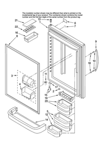 Refrigerator Door Parts Diagram and Parts List for ABR1922FES12  Amana Refrigerator