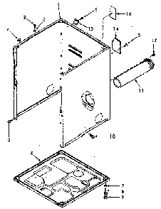 Cabinet, Exhaust Duct And Base Diagram and Parts List for NG6619L53828  Speed Queen Dryer