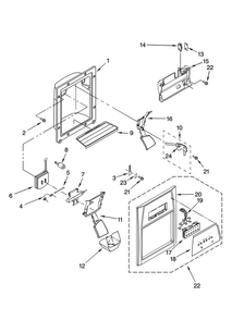 Dispenser Front Parts Diagram and Parts List for MSD2254VEQ00  Maytag Refrigerator