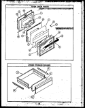 OVEN DOOR PARTS Diagram and Parts List for RKS-396  Caloric Microwave Oven Combo