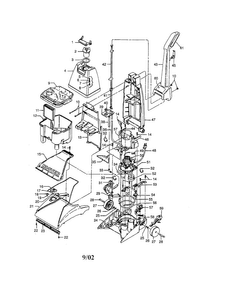 Upright Extractor Diagram and Parts List for F5827  Hoover Steamer
