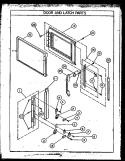 DOOR AND LATCH PARTS Diagram and Parts List for RKS-396  Caloric Microwave Oven Combo