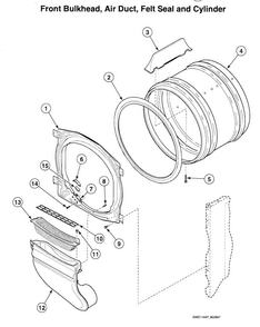 Cylinder Assy Diagram and Parts List for LTZA7AQN  Speed Queen Washer Dryer Combo