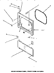 Lower Access Panel, Front Panel & Seal Diagram and Parts List for LEM547W-P1176705WW  Amana Dryer