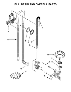 Fill, Drain And Overfill Parts Diagram and Parts List for JDB9200CWY2  Jenn-Air Dishwasher