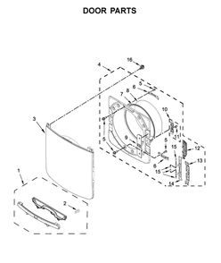 Door Parts Diagram and Parts List for MGD8630HW2  Maytag Dryer