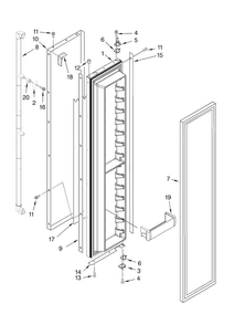 Freezer Door Parts Diagram and Parts List for JS42PPDUDB01  Jenn-Air Refrigerator