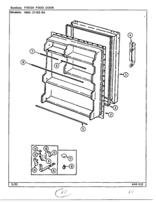 Fresh Food Door Diagram and Parts List for 21103-0A  Admiral Refrigerator