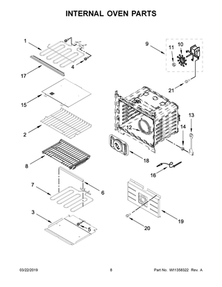 Internal Oven Parts Diagram and Parts List for JMW2430DP04  Maytag Microwave Oven Combo