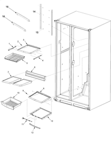 Deli And Ref Shelf Diagram and Parts List for ARSE667BS1  Amana Refrigerator