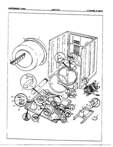 Cylinder & Drive Diagram and Parts List for 7215A REV E Norge Dryer