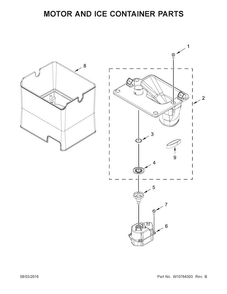Motor And Ice Container Parts Diagram and Parts List for JFX2897DRP00  Jenn-Air Refrigerator