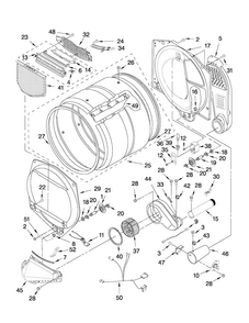 Bulkhead Parts Diagram and Parts List for 7MMGDX550XW0  Maytag Dryer